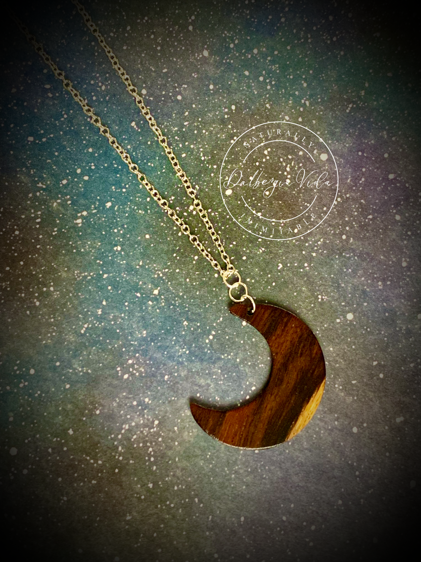 Guitar Wood Moon Necklace