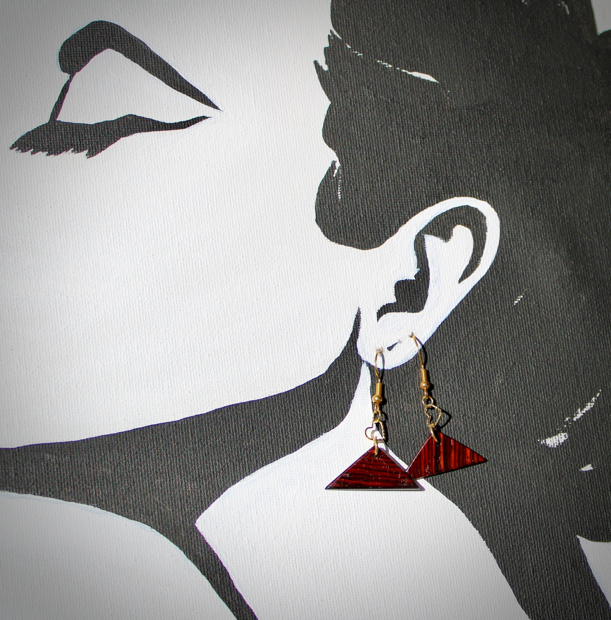 Handmade wooden earrings crafted from exotic repurposed guitar wood from Martin Guitar.