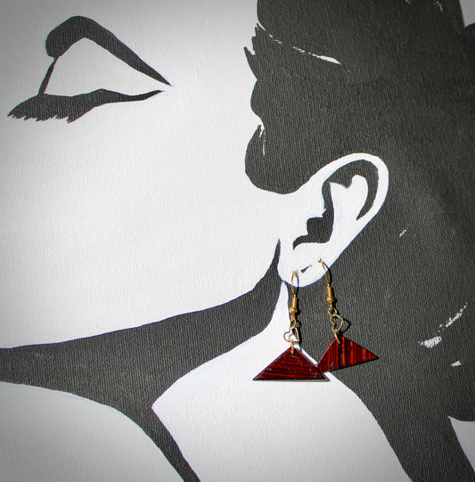 Handmade wooden earrings crafted from exotic repurposed guitar wood from Martin Guitar.
