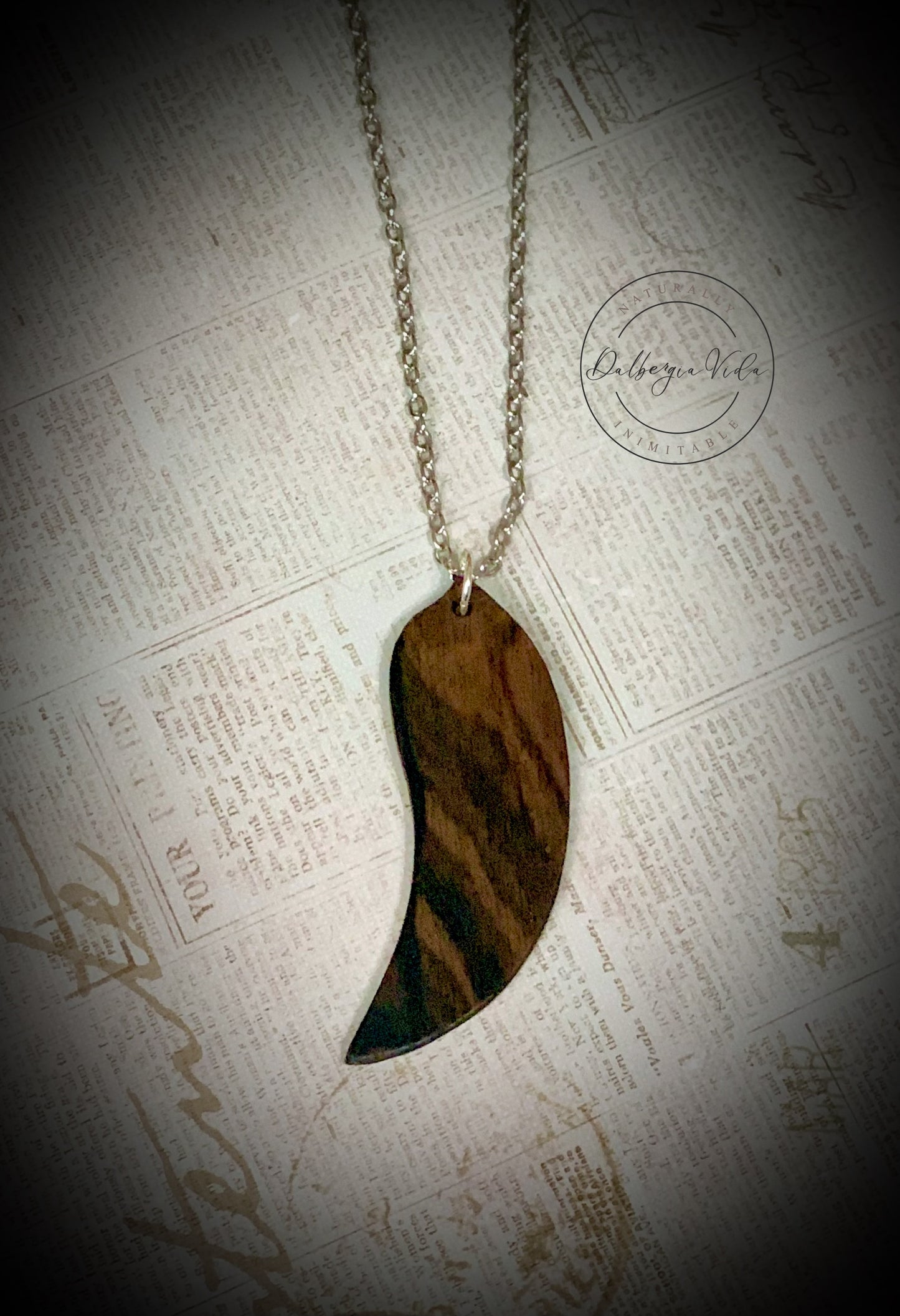 Ziricote Feather Pendant