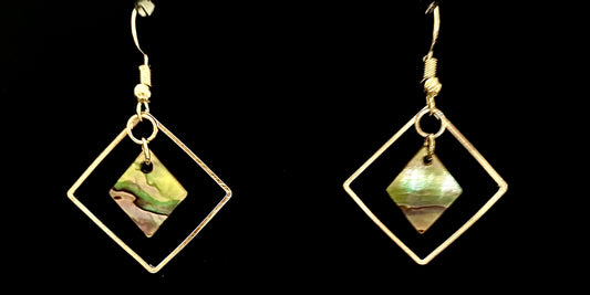 Abalone Pearl Diamond Prism Earrings